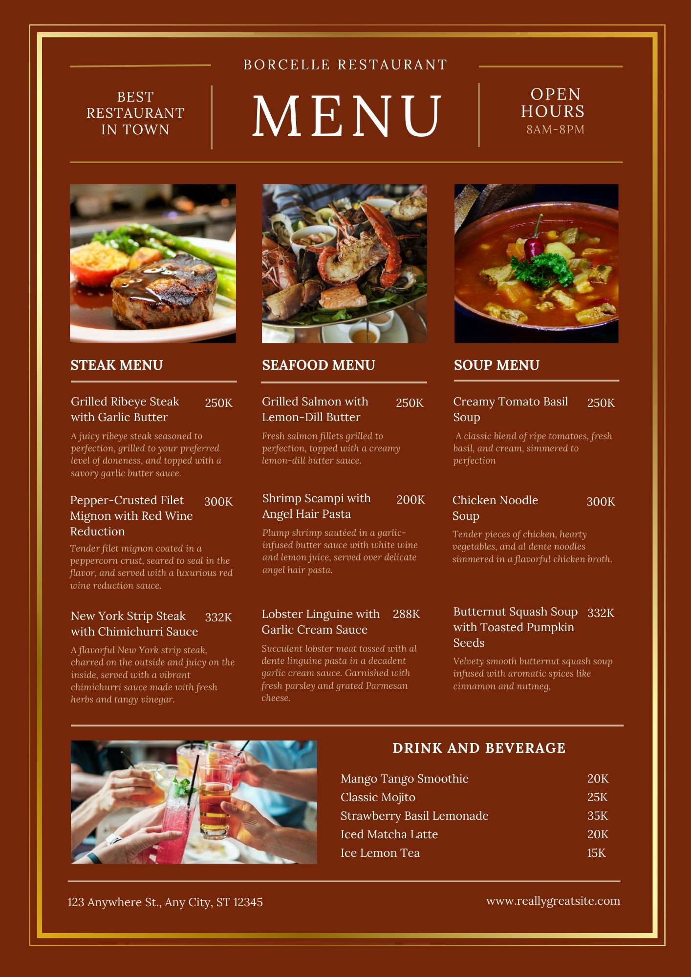 Beige Brown Orange Modern Drink Menu 1