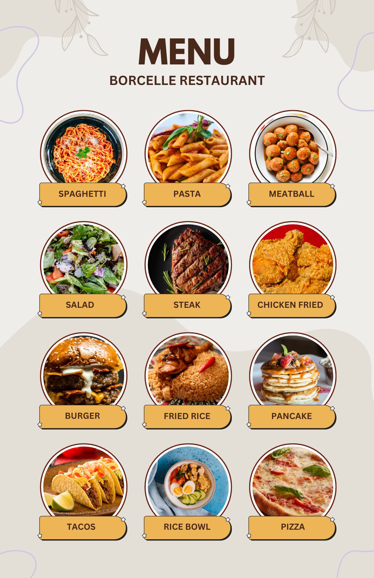 Orange and Black Bold Geometric Restaurant Menu 1